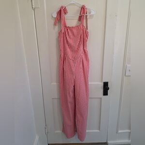SHEIN Red Gingham Jumpsuit